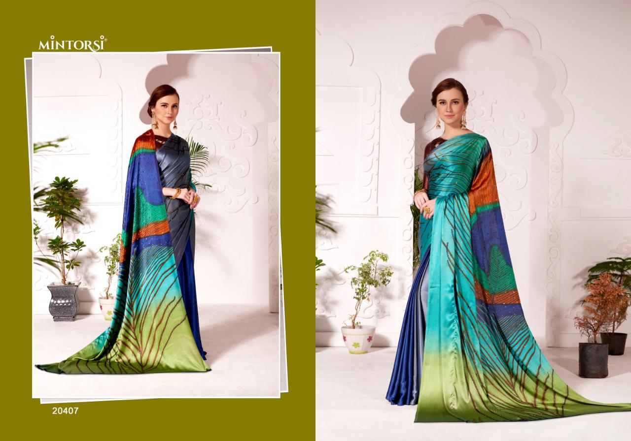 New Designer More Pankh Silk Print Sarees Collection 20401-20408 Varsiddhi Wholesale Sarees Catalog